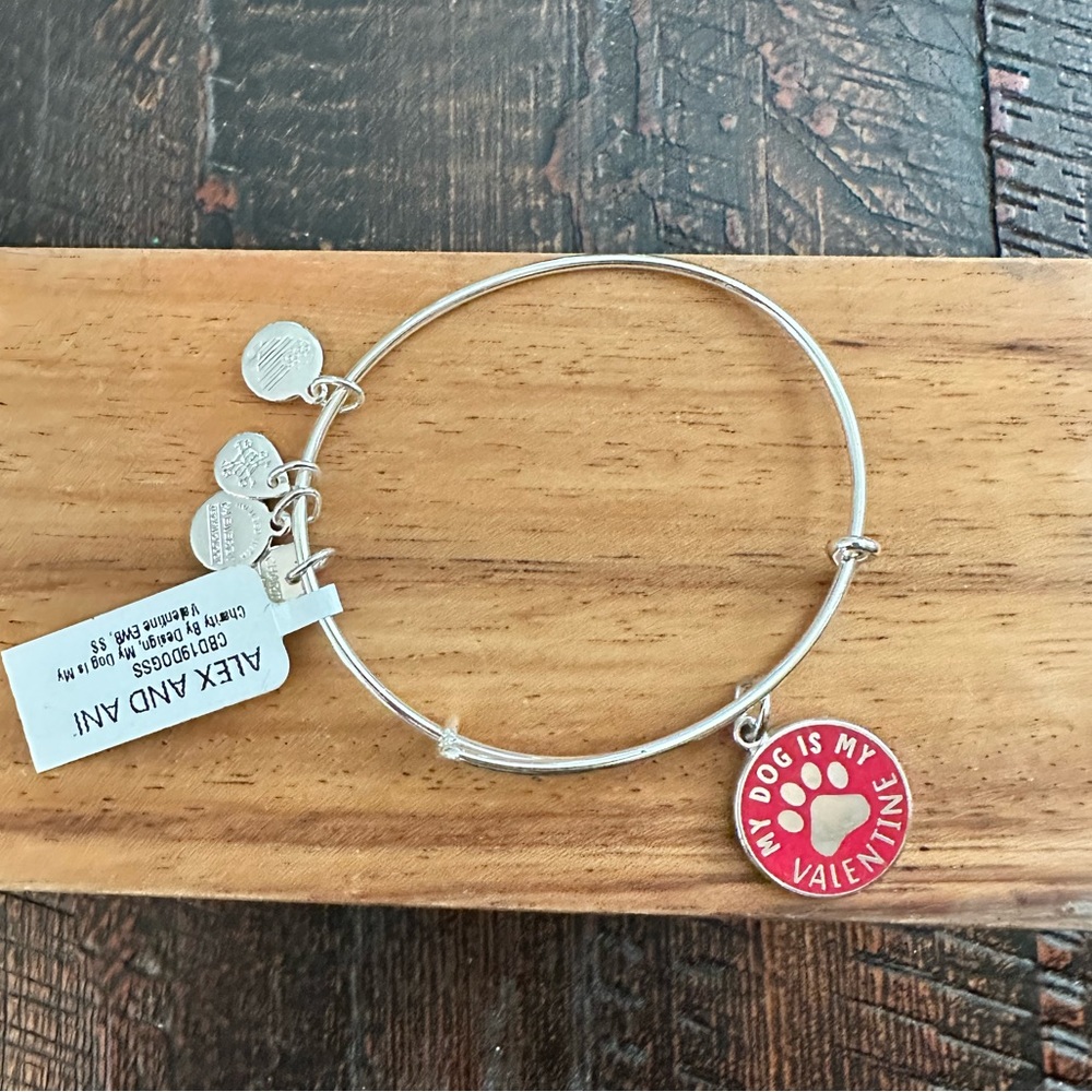 Alex and Ani NWT Silver My Dog Is My Valentine Bracelet